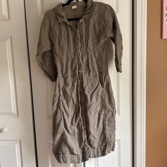 POETRY GREY LINEN DRESS-S - Picture 1 of 3